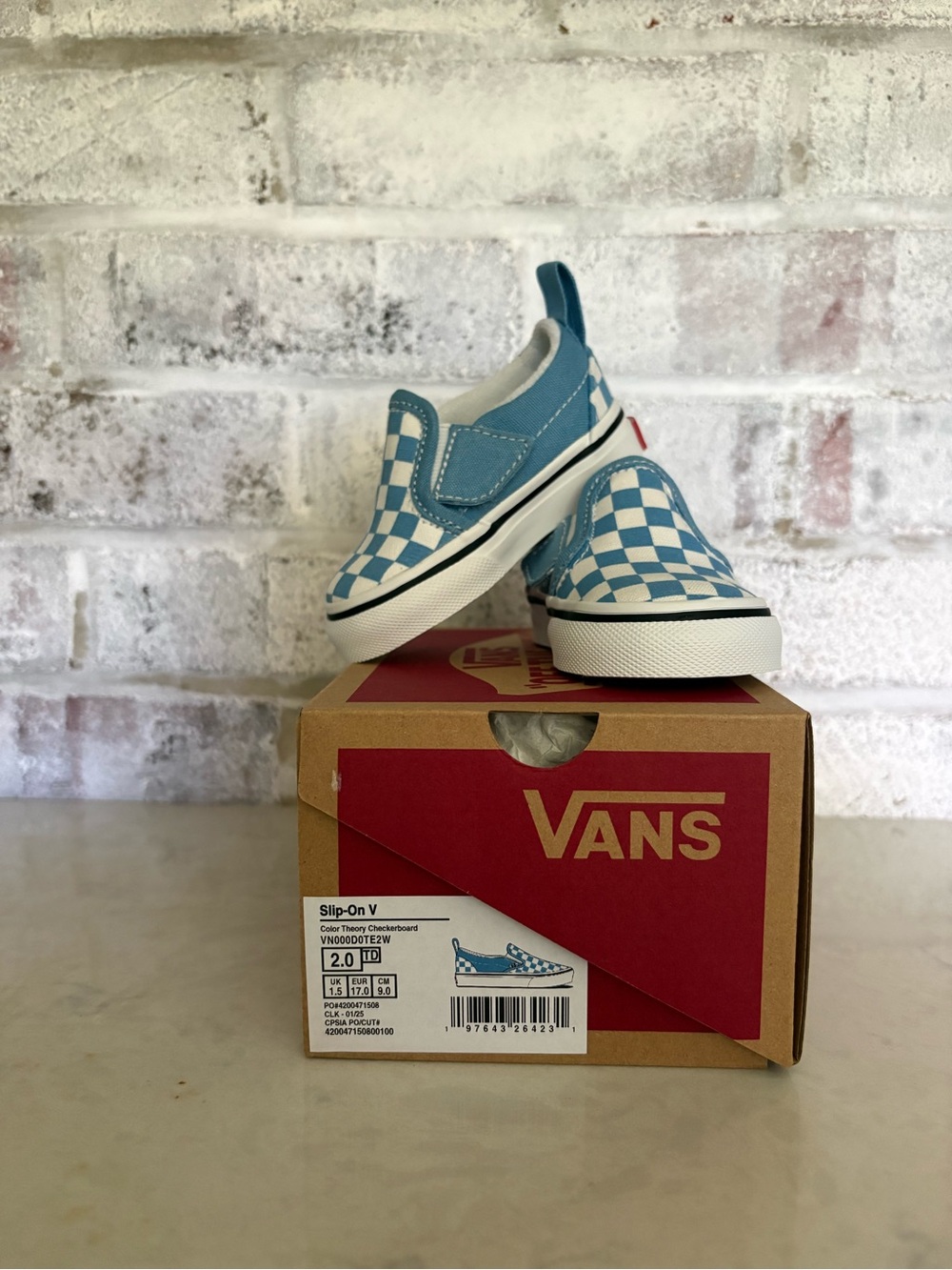 Vans Baby Checkerboard Sky Blue & White Sneakers